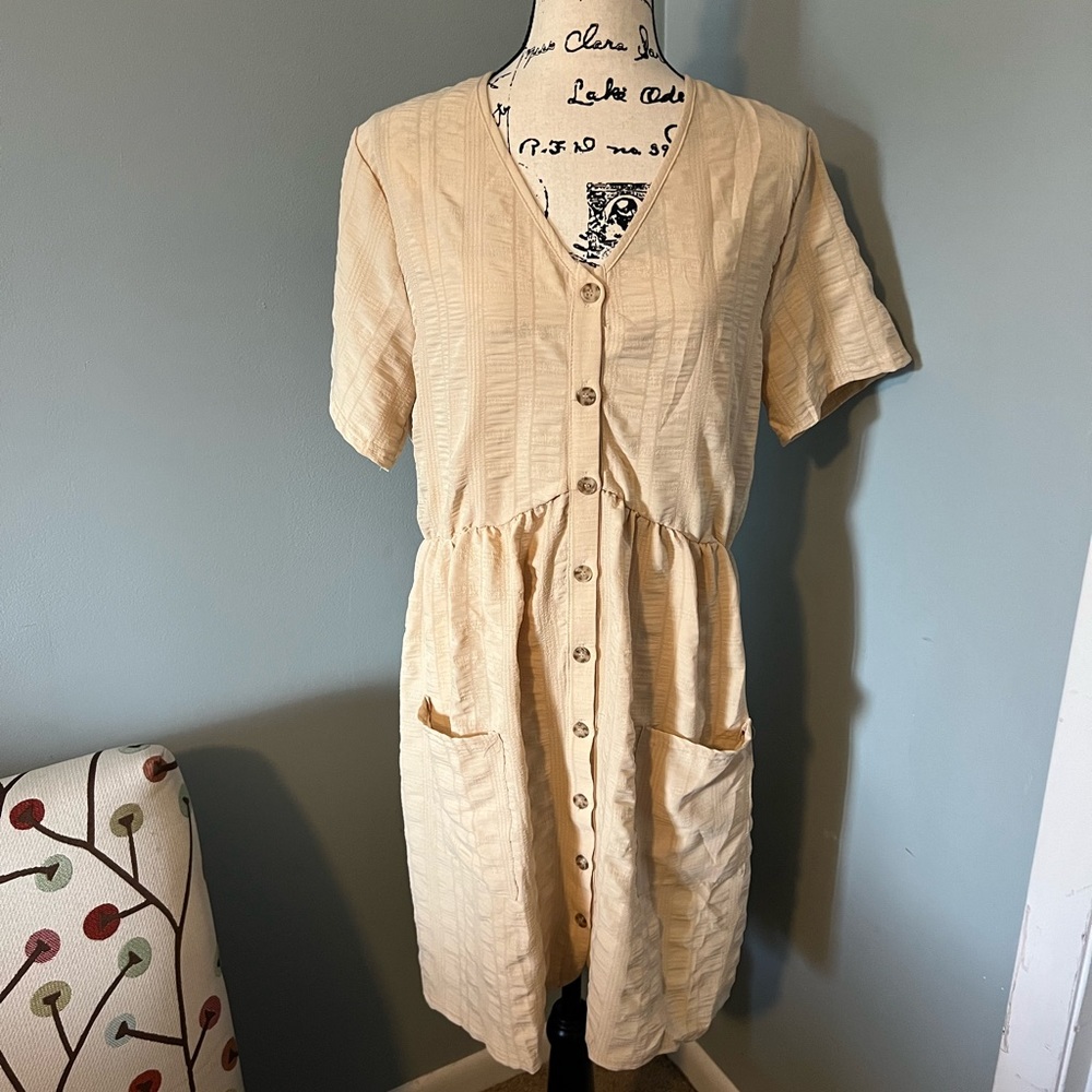 NWT C-BRAND Dress, Tan, Pockets, XL